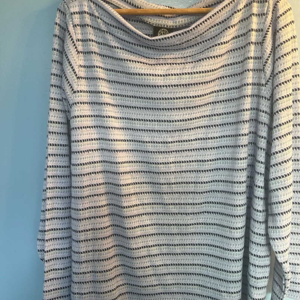 Chic Striped Cowl Neck Sweater